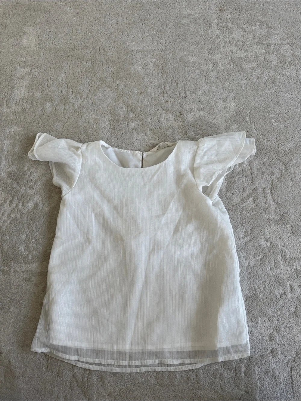 H&M White Sheer Flutter Sleeve Blouse
